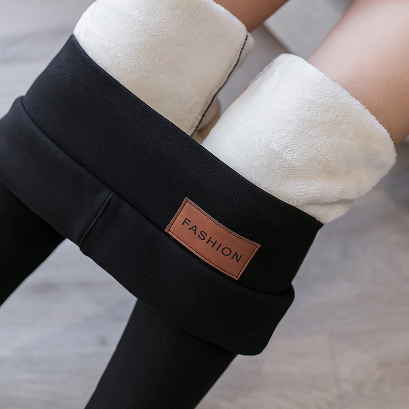 Super thick extra thick lamb velvet inner pants Women's winter velvet thick outer wear high-waisted one-piece pants Warm pants Cotton pants