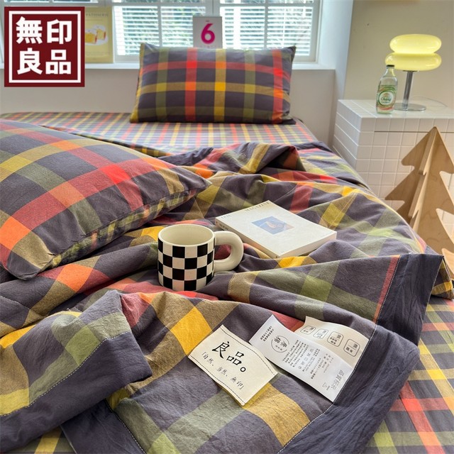 MUJI washed cotton summer quilt four-piece set pure cotton summer cooling quilt three-piece set cotton air-conditioning quilt summer thin quilt