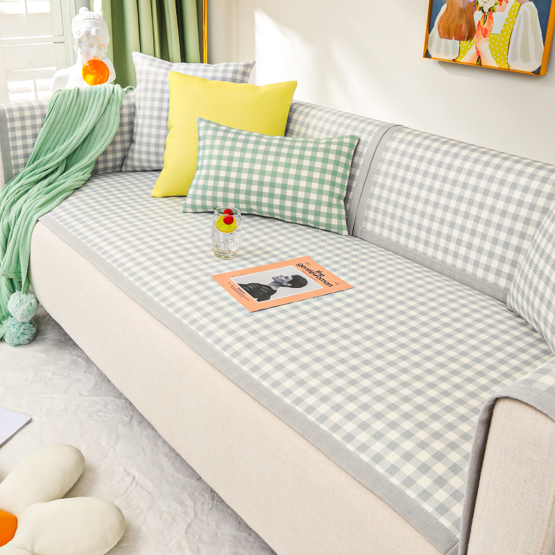 Ice Silk Sofa Cushion Summer Small Clear New Summer Style Sofa Cover Brief Modern Anti-Slip Rattan Mat Sublid Cloth