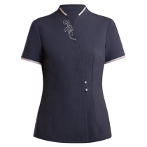 Yiyantang waiter work clothes short-sleeved Chinese-style hotel teahouse restaurant catering hotel custom clothing womens summer clothing