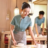 衣研堂 Рабочая одежда официанта с короткими рукавами, летняя прихожая отеля, кейтеринг, китайская столовая, горячий горшок, чайный домик, ресторан, женский