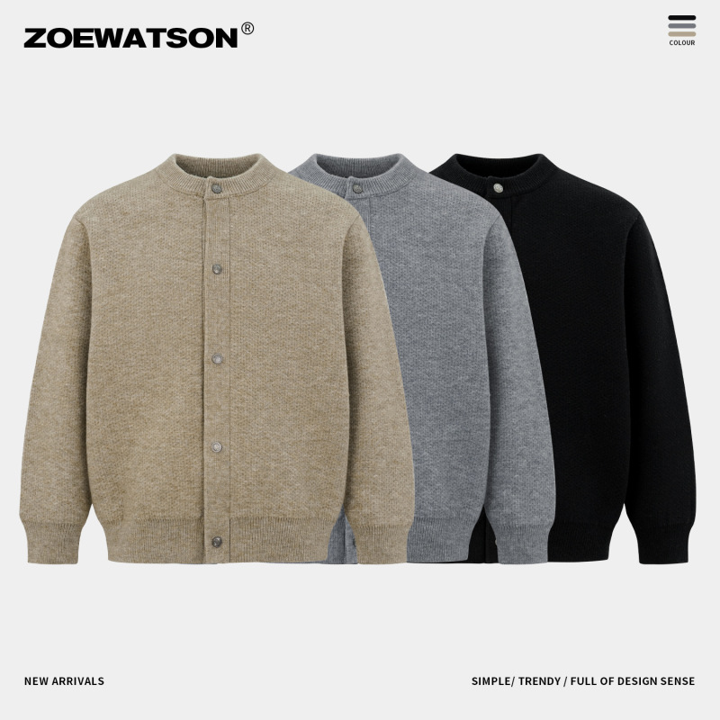 【Zoewatson】Round Neck Knitted Cardigan 1100g Heavyweight Soft Loose Warm Versatile Top for Men 【Zoewatson】Round Neck Knitted Cardigan 1100g Heavyweight Soft Loose Warm Versatile Top for Men