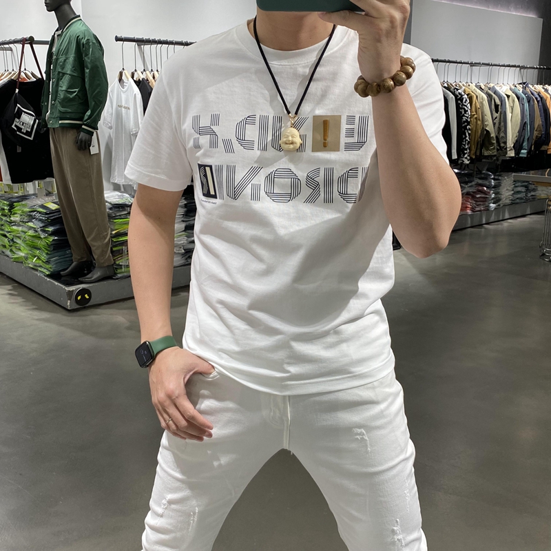 T-shirt corta per bambino in puro cotone con stampa lettera sul petto, vestibilità slim, top rosso a rete girocollo mezza manica, trendy_voghion.com