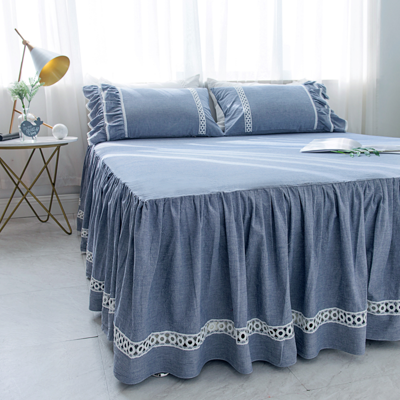 Usd 59 86 Sheets With Bed Skirt Three Piece Cotton Linen Washed Sheets With Bed Skirt Three Piece Cotton Linen Washed Single Super Soft Bare Sleeping Bedspread Clearance