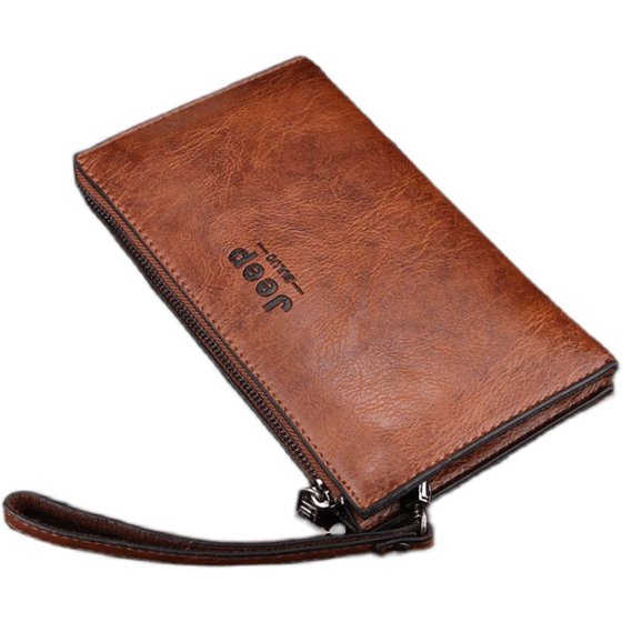 新款男士钱夹长款潮牌拉链钱包拿手抓包青年韩版复古皮夹手机包