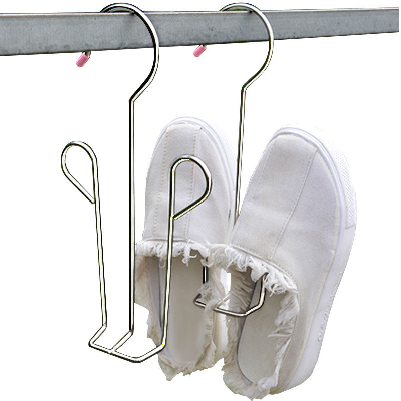 Gerchi stainless steel shoe rack drying shoes balcony window sill adhesive hook storage rack hanging shoes multifunctional artifact