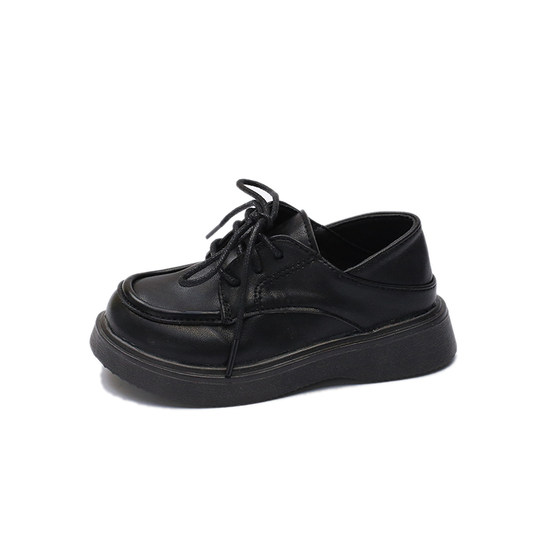 Children's small leather shoes 2024 spring new British style loafers versatile single shoes boys and girls black performance shoes