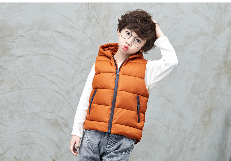 Giải phóng mặt bằng chống mùa mới cho trẻ em xuống vest vest cotton trong các bé trai và bé gái đội mũ trùm đầu bằng cotton áo gile cotton mềm mại cho bé