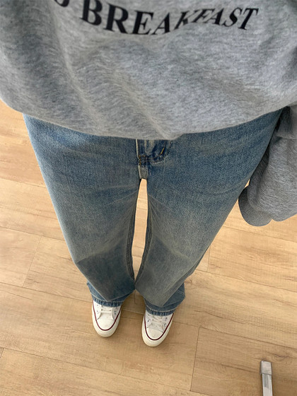 梨形身材直筒牛仔裤女春季新款胖妹妹mm高腰宽松显瘦阔腿拖地长裤