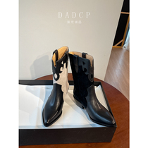(Egg Ding Chengpin) Ashigo same Western cowboy short boots female pointed short boots middle boots Chelsea boots