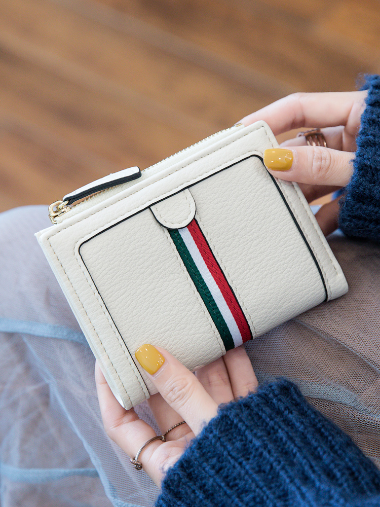 Rice printing ins small wallet women's short small fresh folding 2021 new student Korean version cute simple coin purse