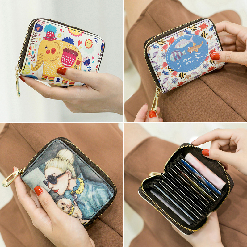 Anti-theft swipe card bag women's Korean cute small ultra thin large capacity anti-degaussing card bag driving id coin purse
