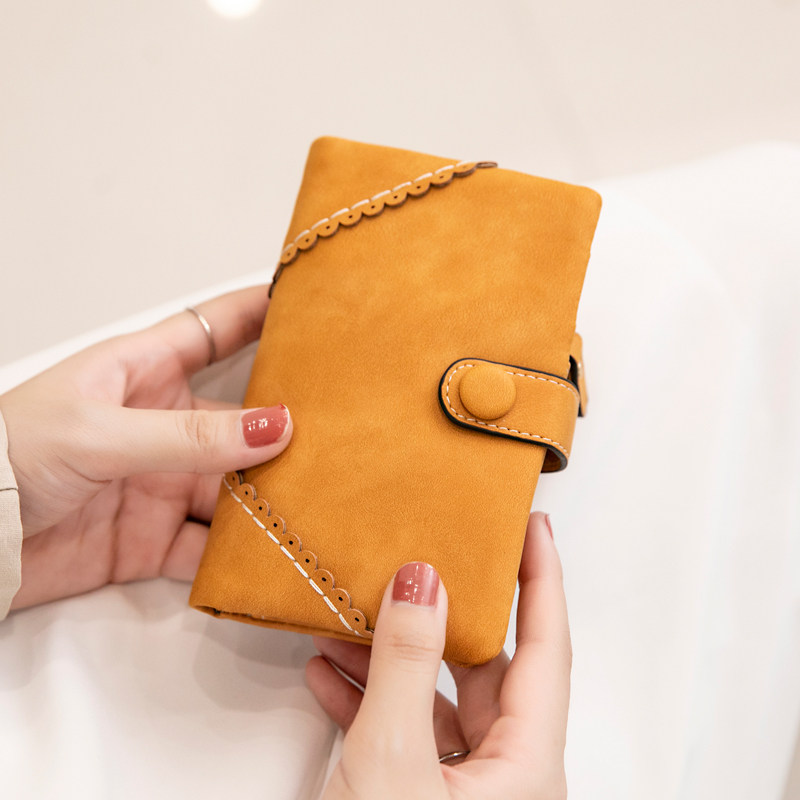 Rice printing edge frosted short wallet female 2021 new Korean version of the student cute coin purse multi-function wallet female