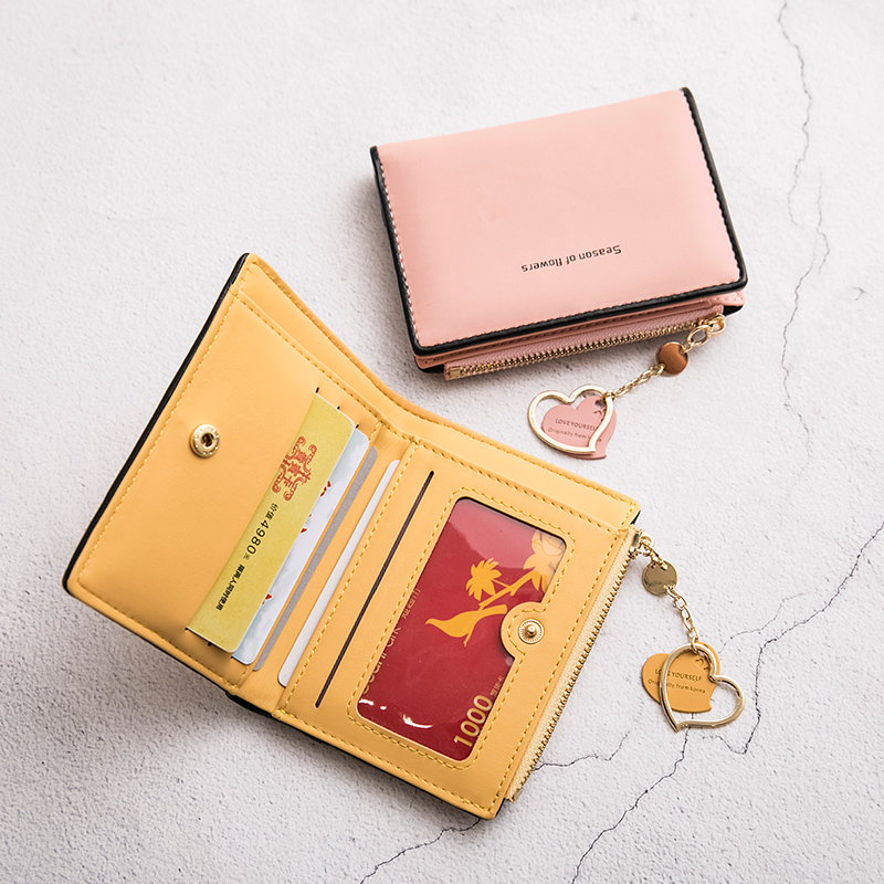 Beiprint Ultra Slim Wallet Woman Short Section Korean Version Small Cute 2021 New Delicate Brief Wallet Card Bag Integrated Bag