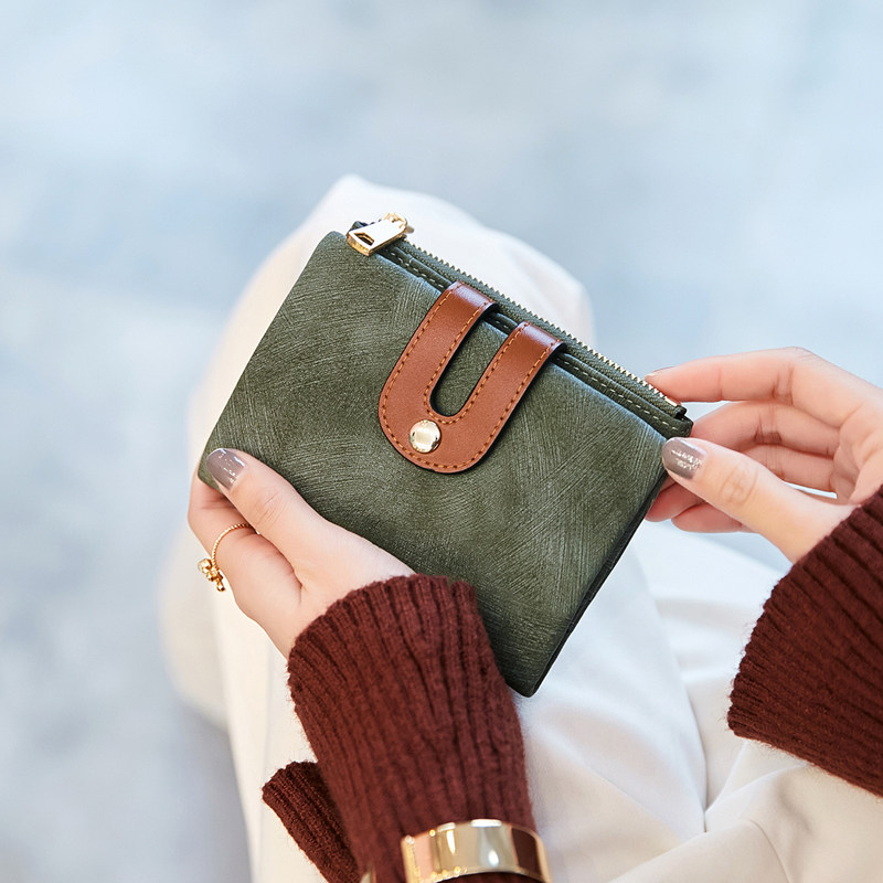 Mi Printing Wallet female short student Han Edition cute 2022 new small fresh multi - function folding wallet change bit