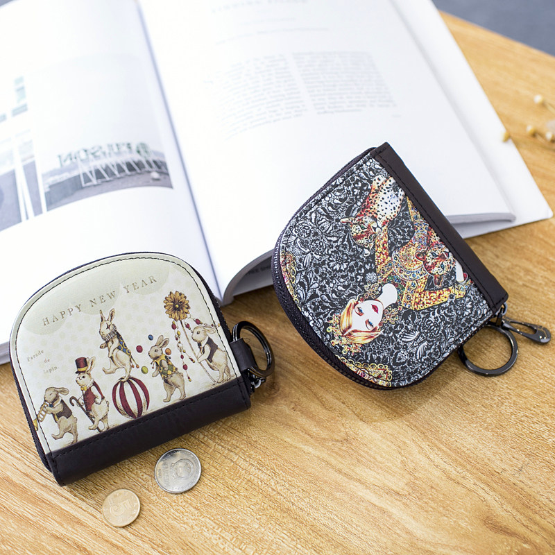 Rice printing small coin purse female mini square bag cute Korean simple cartoon student short zipper coin bag