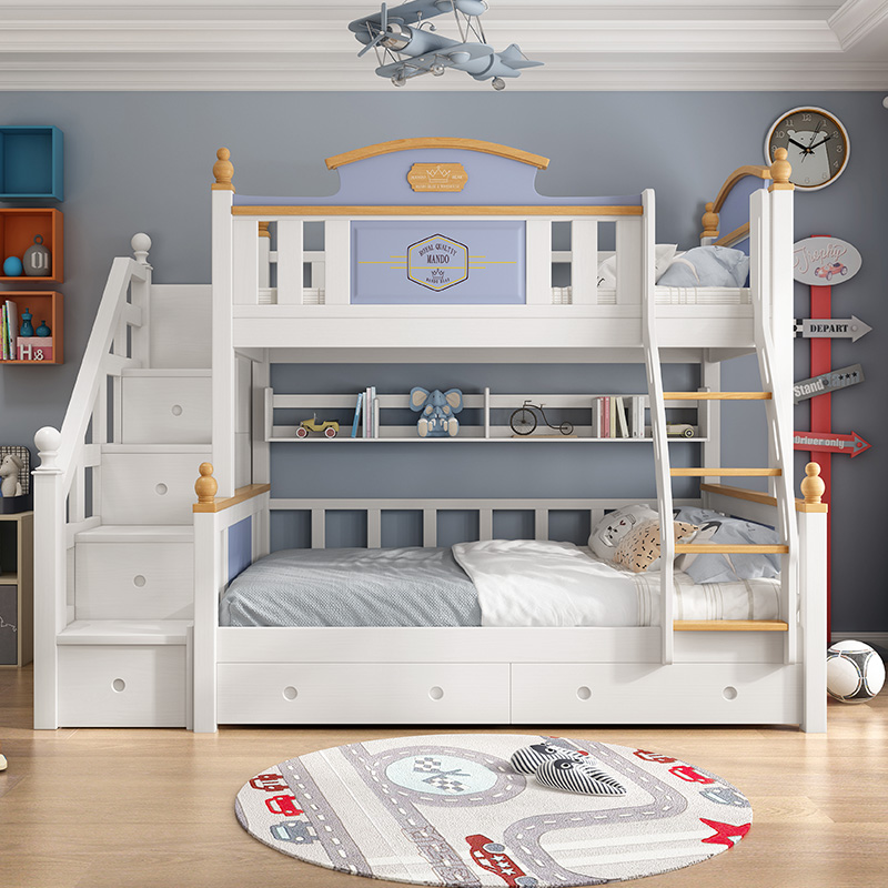 Children Double beds Full solid wood Goose Palm bungwood Double bunk bunk beds 1 5 m Double bed and mother beds Small family Type