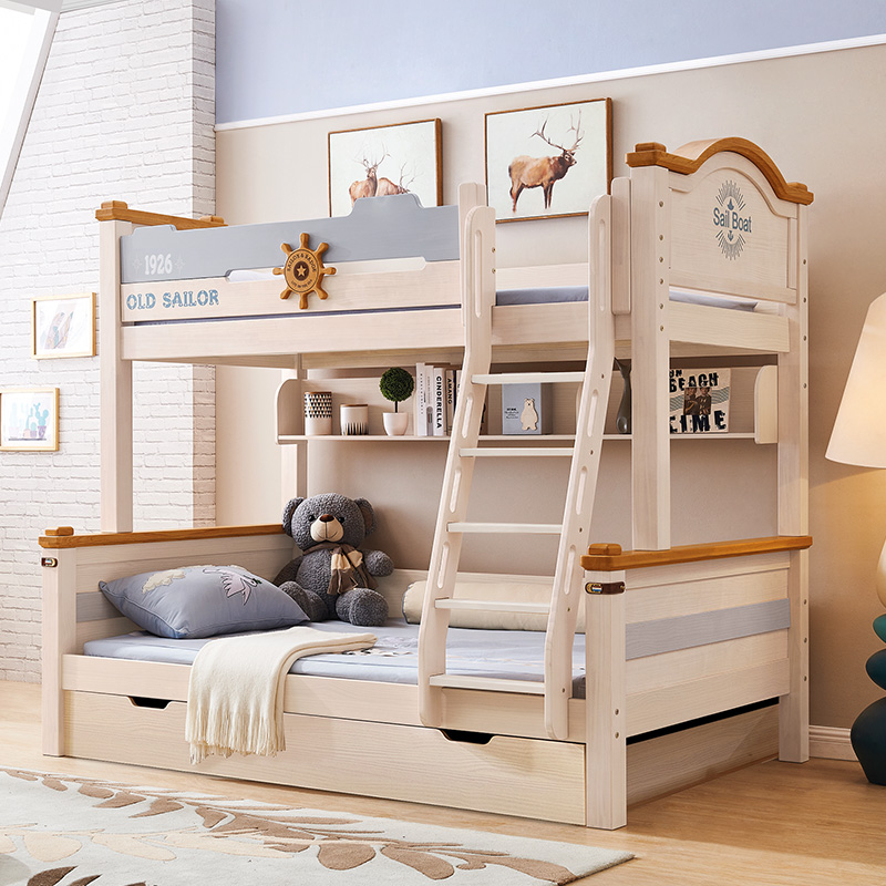Nordic all solid wood mother-child bed adult high and low bed mother-child bed two-layer children's bed bunk bed bunk bed