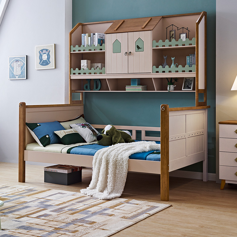 Nordic all solid wood children's wardrobe mu boys single cabinet cabinet one piece set 2mm save space