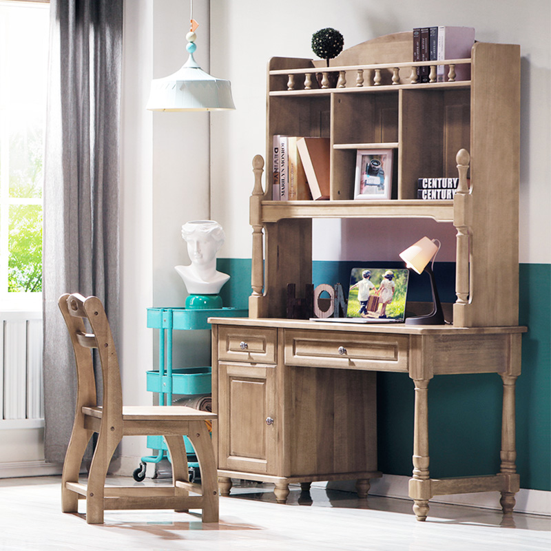 Sandalwood Full Solid Wood Children Desk Bookshelf Combined Desk Desk Study Desk Right Angle Corner Desk