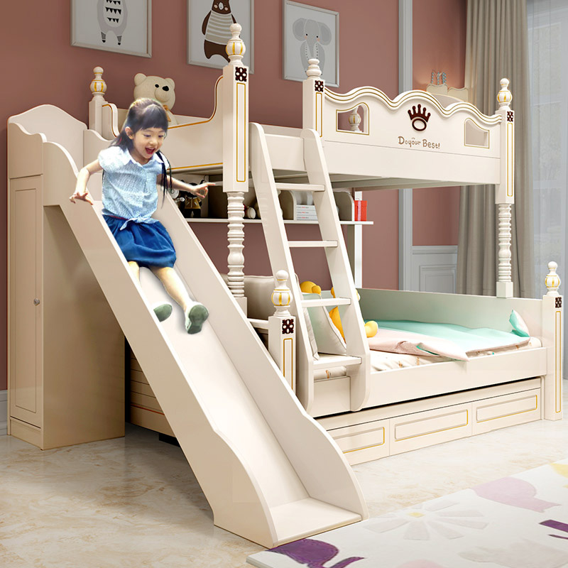 American children beds bunk beds Double beds Multi-functional bunk beds Girls Princess Low beds Provincial space with slide
