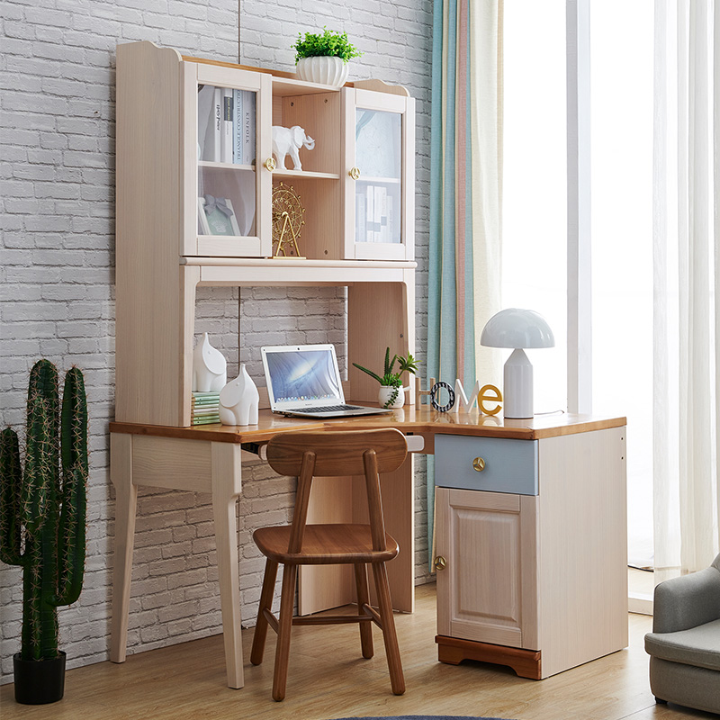 Nordic Solid Wood Corner Desk Bookshelf Group Full House With Bedroom Computer Desk Style Desk Student Desk Bookcase