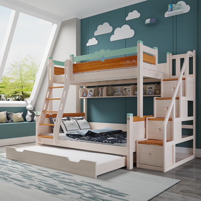 One child 1 girl's room, bunk bed, boy 1 5 Nordic children's bed, mother and child bed, solid wood bed, double