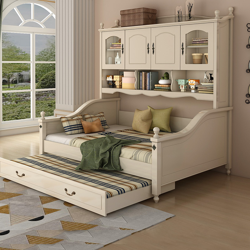 American Solid Wood Children's Bed Girl Wardrobe Bed Integrated Multifunction Composition Small Family Type Boy Single Bed 1 2 m