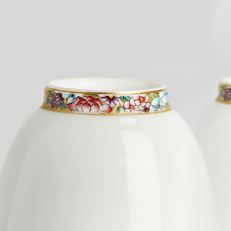 Colored enamel hand - made gold base flower kung fu tea sample tea cup small jingdezhen ceramic thin foetus tea cups