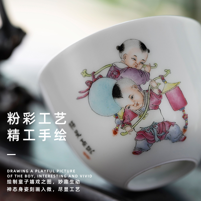 The lad fortune master cup single cup at jingdezhen pure manual painting ceramic cups sample tea cup titian suit