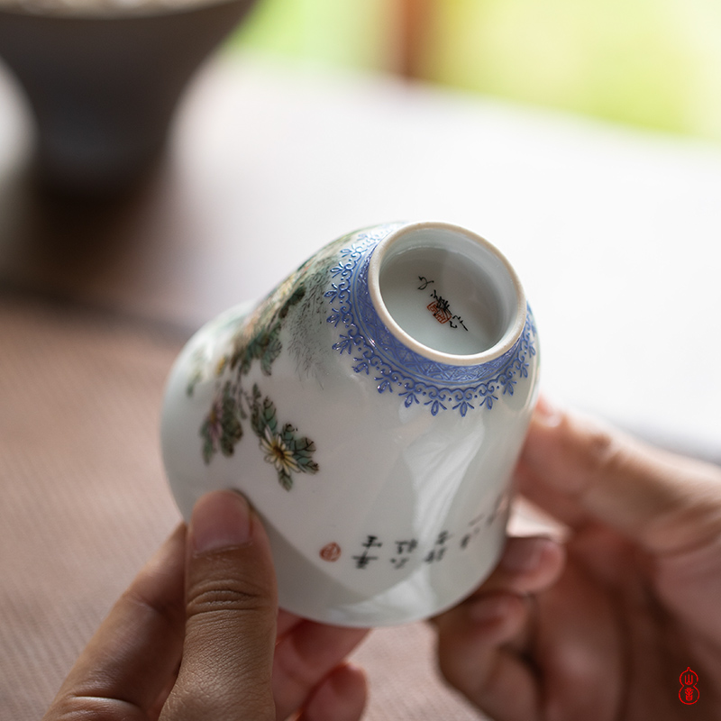 Wen - hua liu alum pastel chicken fine figure of jingdezhen ceramic cups manual master cup single cup sample tea cup