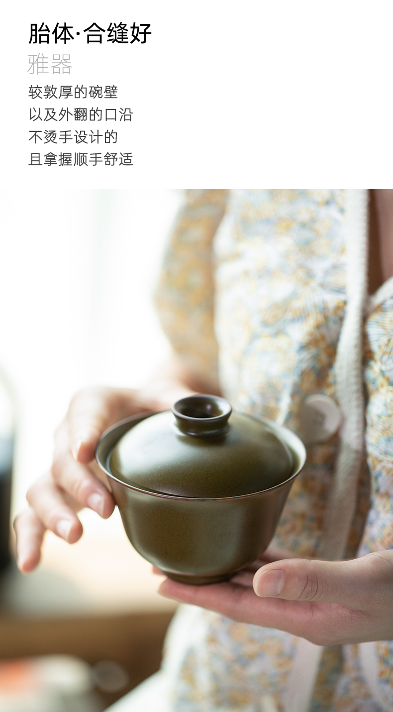 Jingdezhen ceramic glaze at the end of the second to make tea tureen tea bowl bowl domestic high - end kung fu tea set by hand