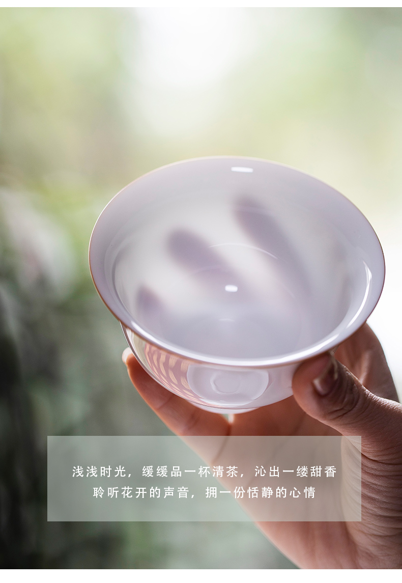 Mountain sound sweet white only three tureen jingdezhen ceramic white porcelain tea bowl of a single cup bowl is large