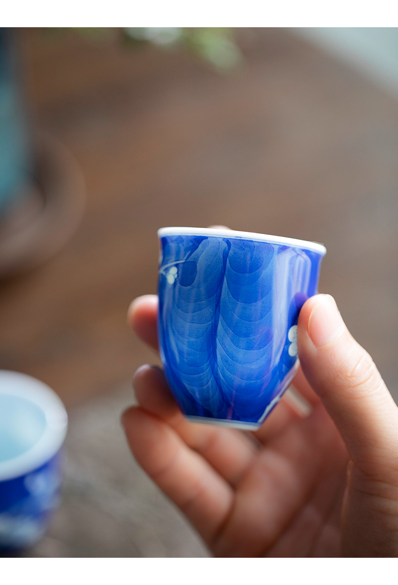 Mountain sound jingdezhen blue and white ice pure manual MeiShu waist cup master cup single CPU personal special bowl tea cups