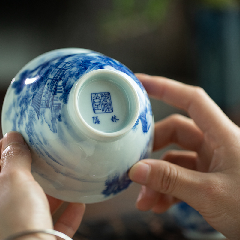 Lin Yin wind for three not tureen jingdezhen ceramic tureen single hot spring kung fu tea bowl