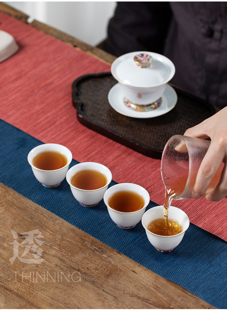 Jin to thousands of kung fu tea set gift box jingdezhen hand - made kung fu tea tureen household gift boxes