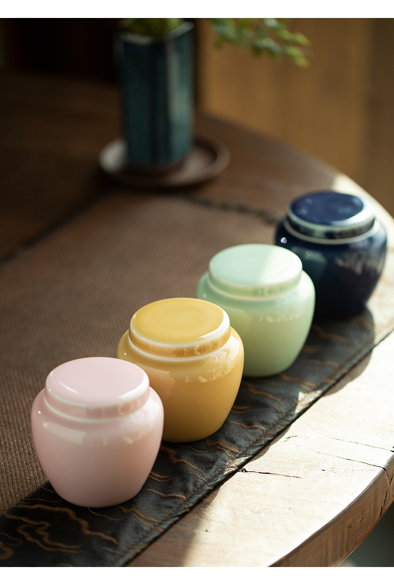 Four color seal tea urn tea caddy fixings jingdezhen ceramic POTS household storage tanks