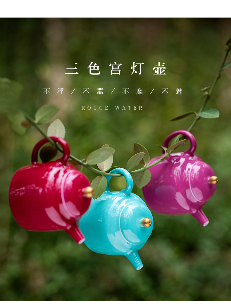Carmine/rouge water ball hole, all hand single pot of jingdezhen ceramic kung fu tea tea set