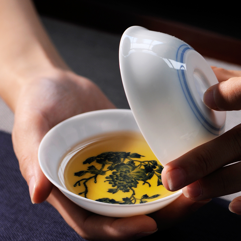 Pure manual kung fu tea light soup cup sample tea cup masters cup next hand - made porcelain glaze color of jingdezhen ceramic tea set