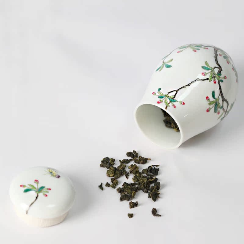 Pastel hand - made ceramic caddy fixings mini portable travel tea set seal pot POTS of tea warehouse small wake POTS