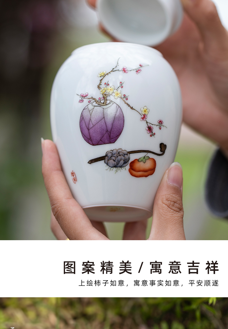 Everything is going well with pastel ganoderma lucidum tea canister jingdezhen pure manual painting exquisite small caddy fixings ceramic tea set