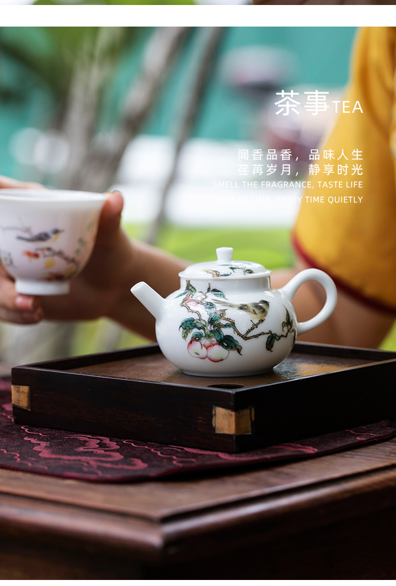 Mountain sound have spring think pot of pure manual painting jingdezhen ceramic teapot kung fu tea set a single the teapot