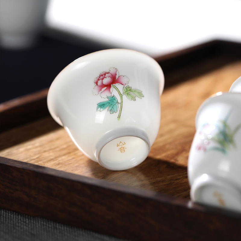 Another awarding flower cup sample tea cup enamel hand - made kung fu tea cups thin set for small cups of jingdezhen ceramic tea set