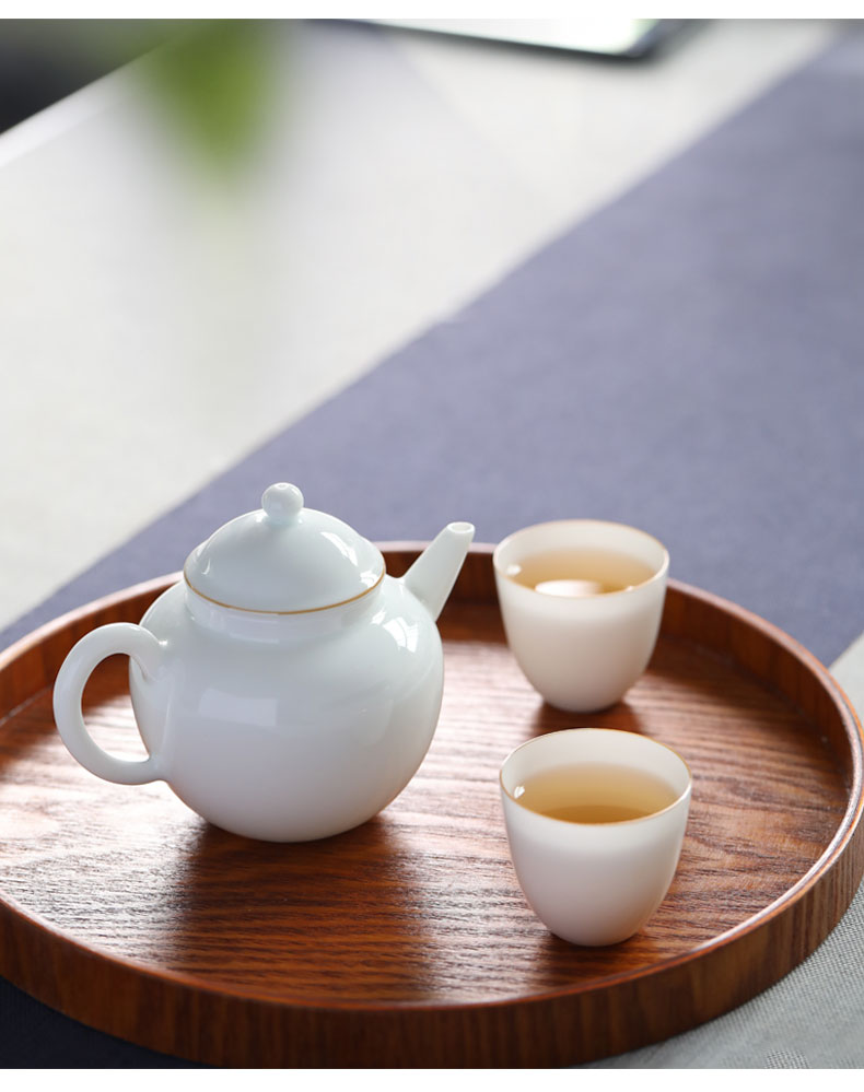 Sweet white glaze single pot teapot jingdezhen ceramic ball hole, kung fu tea set white porcelain pot of tea is little teapot level