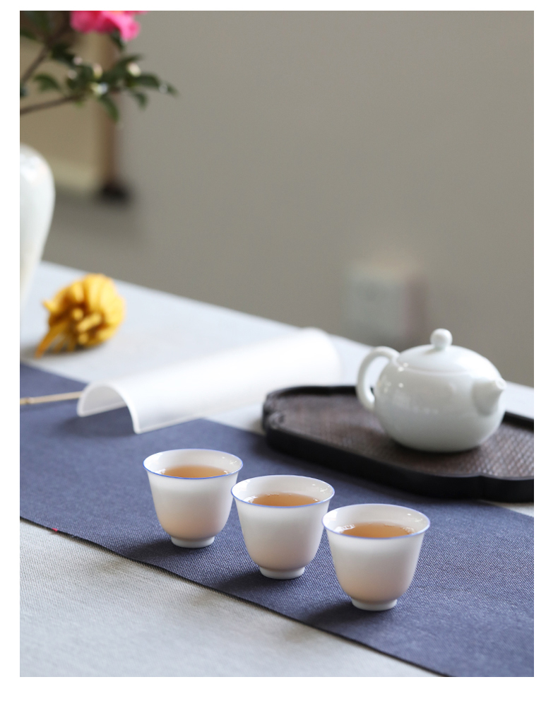 Jingdezhen ceramic tea set sample tea cup sweet white porcelain cups kung fu thin body small tea cup single CPU personal cup master