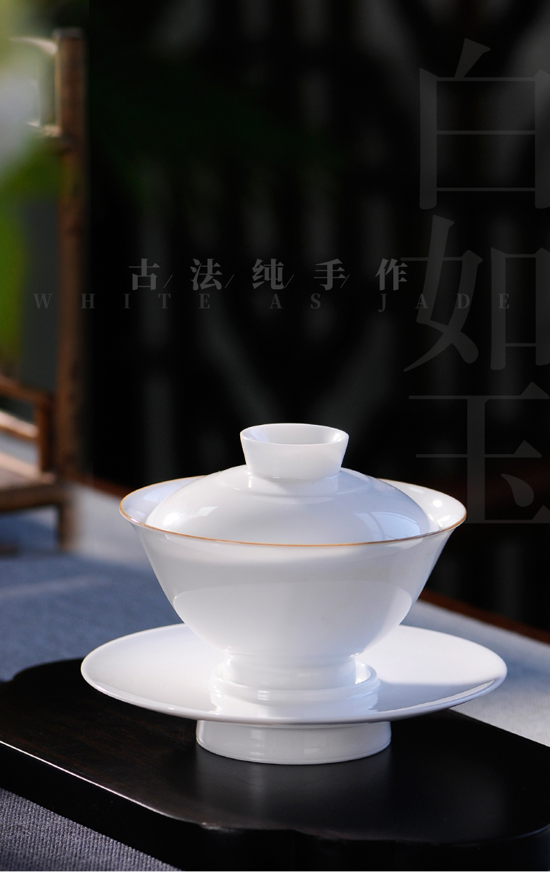 Jingdezhen pure manual sweet white thin foetus white porcelain three tureen