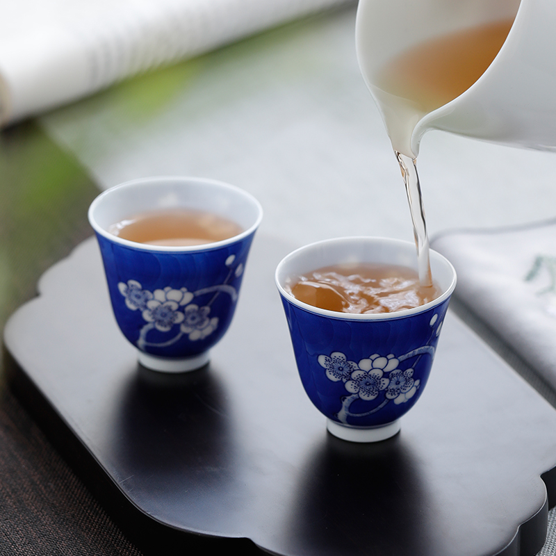 Hand made blue ice mai checking sample tea cup kung fu tea cups individual CPU master cup of jingdezhen ceramic tea set