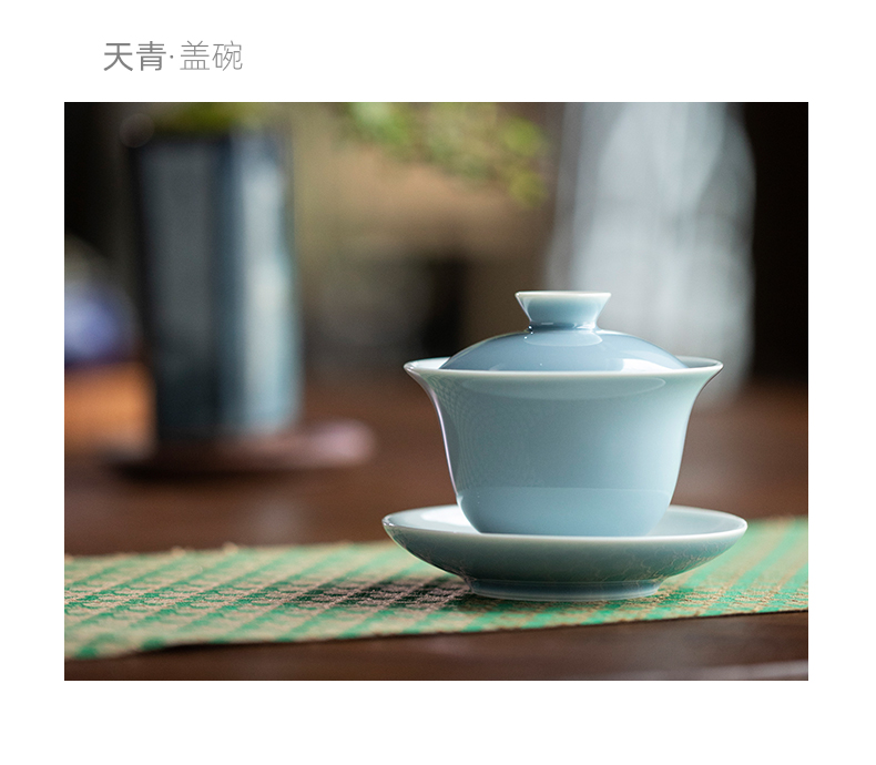 On a new mountain sound of jingdezhen ceramic color glaze three to tureen high - end tea bowl bowl is not hot thin foetus tureen