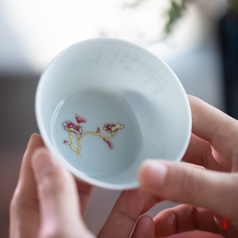 Longevity of art hall, six cranes of jingdezhen checking ceramic cups master cup kung fu tea sample tea cup