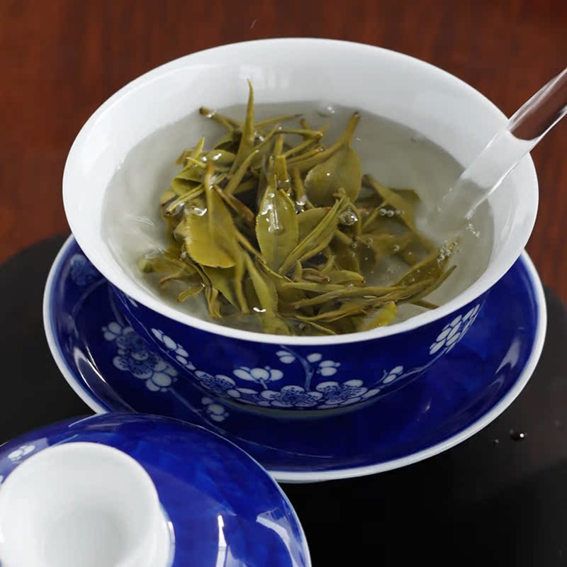 Ice name plum series suit jingdezhen blue and white pure manual tureen hand - made teacup kung fu tea set suits for high temperature ceramic